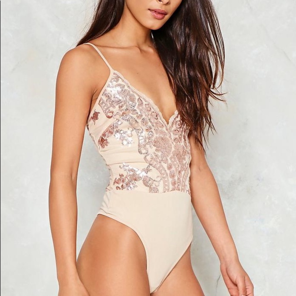 Nasty Gal Sugar Sugar Sequin Bodysuit UK 10/US 6